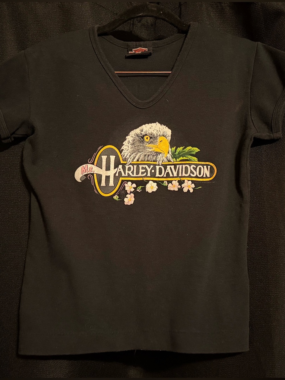 Vintage 1988 Harley-Davidson Babydoll Tee w/ Eagle Head & ‘Ms. Harley Davidson’
